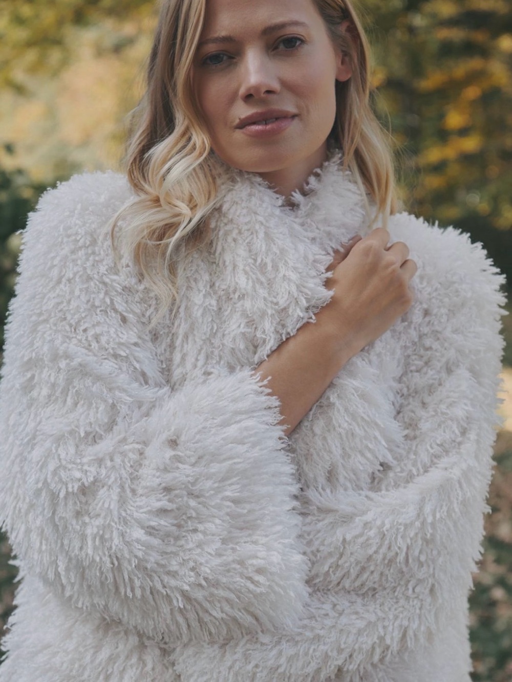 NWT Anthropologie Daily Practice Faux Fur Jacket Open Cardigan in Cream - Picture 2 of 9